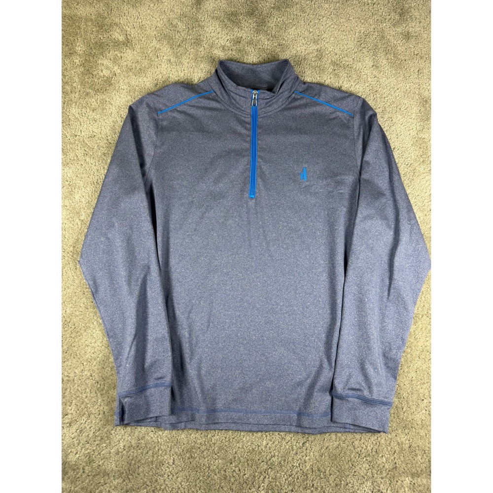 johnnie-O Prep-Formance Mens Blue Heathered Quarter Zip Pullover Sweater Medium